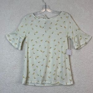 NWT Lauren Conrad Womens Short Sleeve Lemon Print Top SIZE EXTRA SMALL